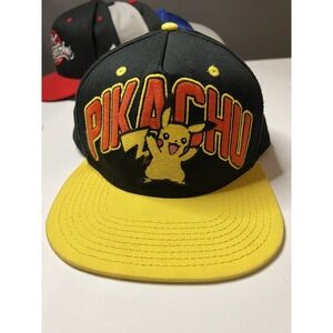 Pikachu hat Pokemon Snapback Hat Black and Yellow 2015 Officially Licensed